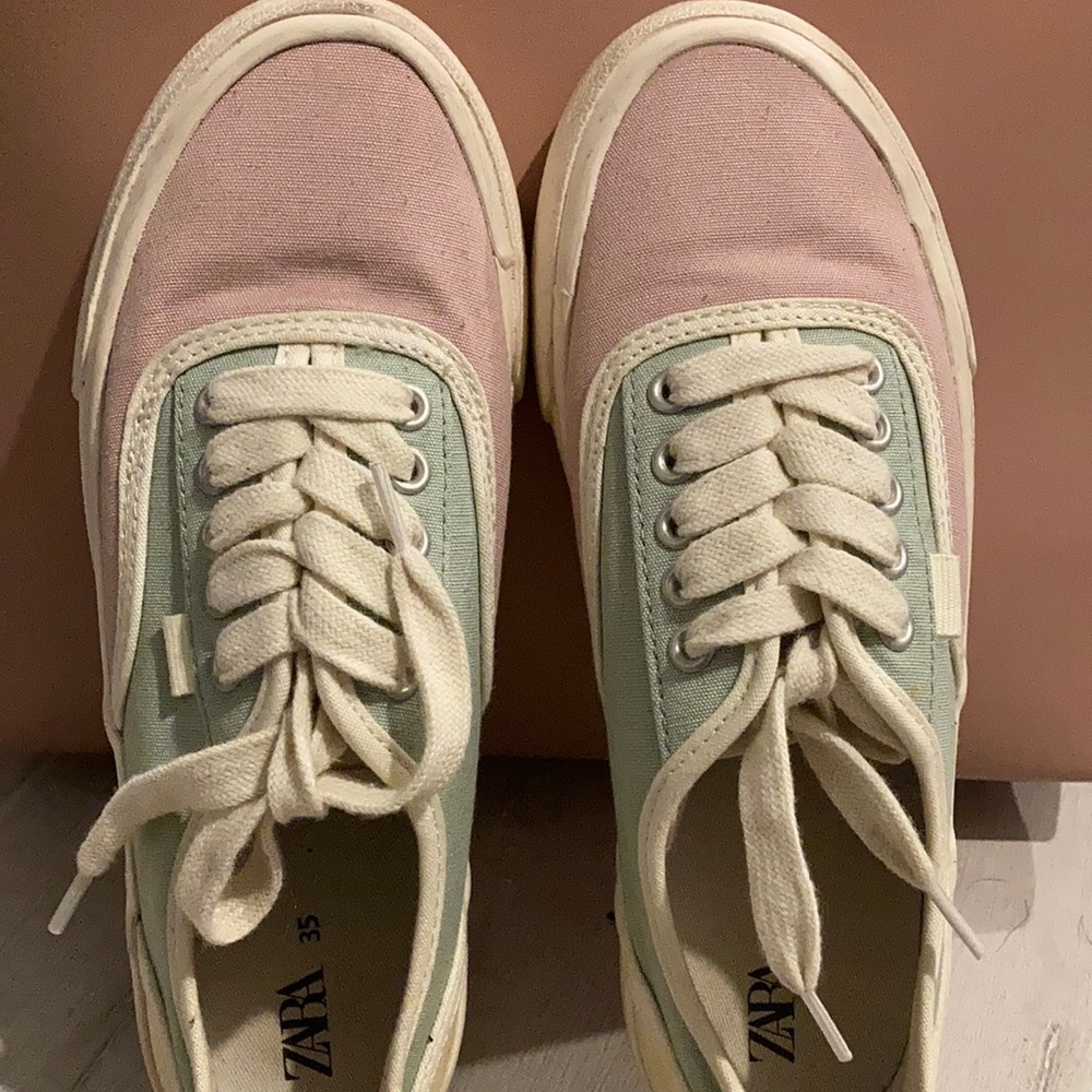 Zara pastel pink,green and yellow shoes
